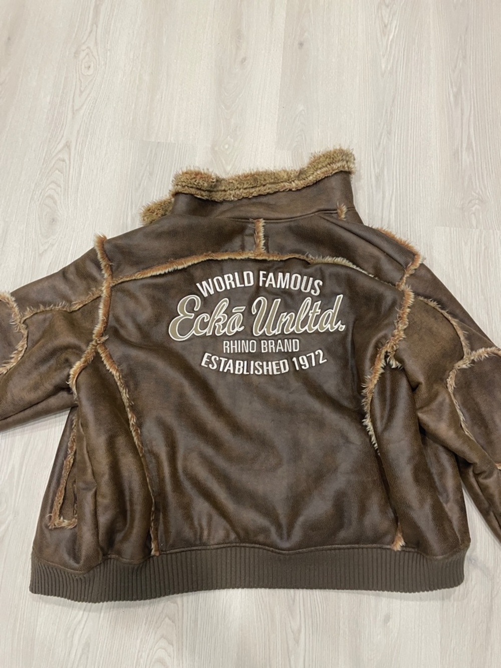 Ecko Unlimited Brown Faux Shearling Bomber Jacket